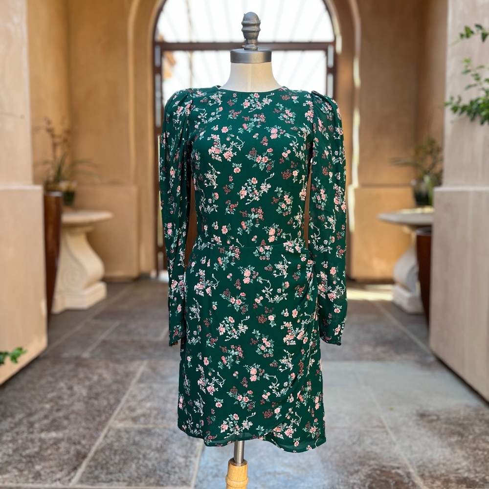 Reformation green floral formal dress